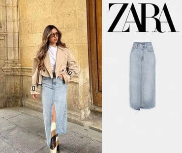 zara suknja sa masnom: Must Have,Zara Denim Skirt’’Velicine:34/36/38/40 Model Dostupan Samo — 1