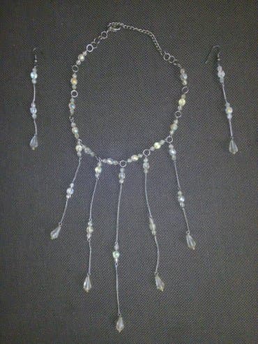 srebrna ogrlica sa krsticem: Set: Minđuše, Ogrlica — 1