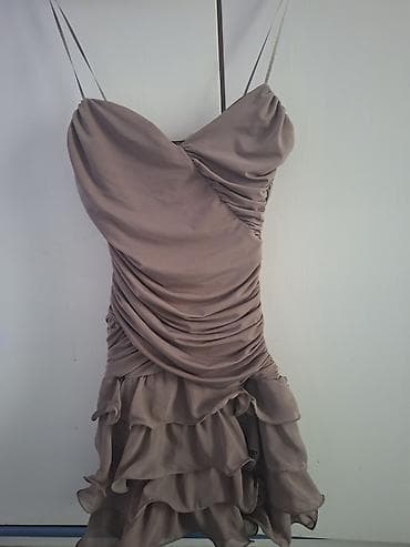 Kikiriki haljina na bretele, mini kroja u boji taupe/sivo‑braon. - — 1