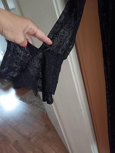 Haljine: Ps fashion Crna čipkana duga haljina - Materijal: fina čipka sa — 2