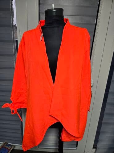 Suknje: Ženska lagana jakna/kardigan bez kopčanja u jarko narandžastoj boji — 1