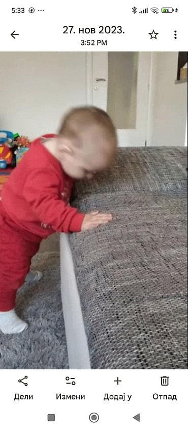 komplet spavace sobe: Sofa/kauč s valjkastim naslonom – sivi melirani štof,Naslon se podiže — 10