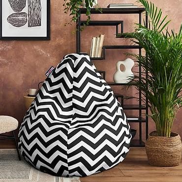namestaj milic: Lazy bag – Cik-cak crno‑bele linije (šifra: 009-270) Udoban lazy bag — 1