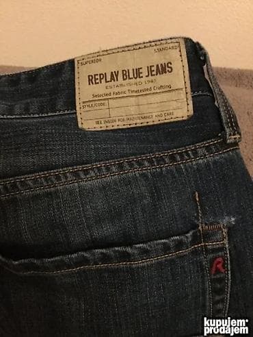 muske br 32: Original Replay farmerice 34 100% cotton Polustruk 47cm duzina — 1