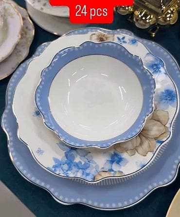 posuda za podgrevanje: Porcelanski servis za ručavanje – 24 dela Elegantni set tanjira sa — 1