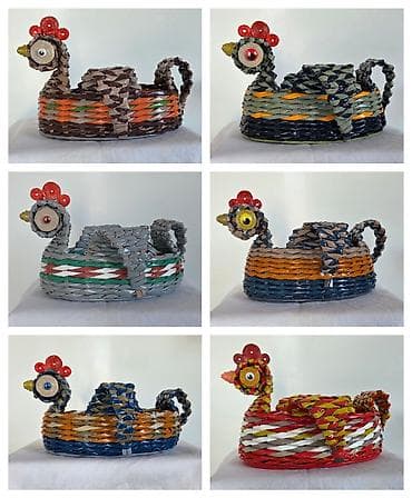 Ručno rađene ukrasne korpe u obliku koke - Materijal: čvrsto pletene