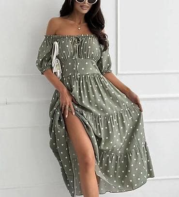 haljine mint boje: Haljina na tufne – bardot kroj. - Kroj: gola ramena sa elastičnom — 2