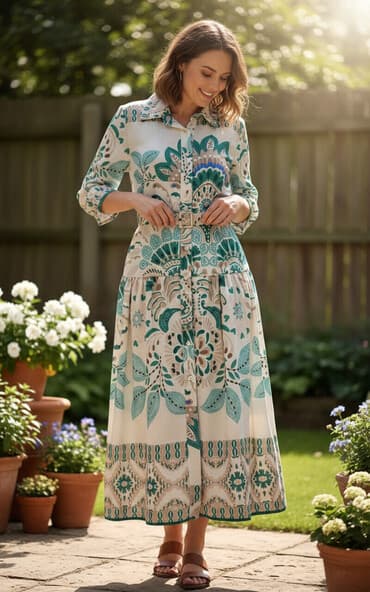 air force zenske bele: Ženska midi haljina sa dugim rukavima i kragnom, ukrašena je — 1