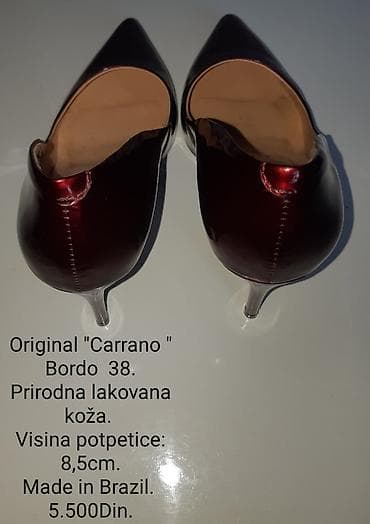 obuca za more: Original Carrano salonke - Model: bordo, špic - Veličina: 38 - — 9