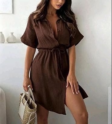 boho haljine bele: Lagana letnja košulja-haljina od pamučnog muslina - Materijal — 3
