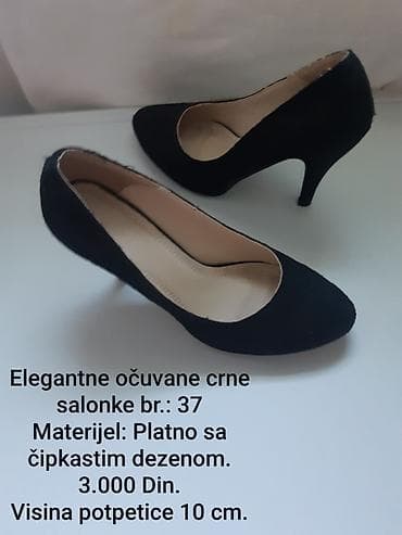 labrador sandale 2023: Elegantne crne salonke sa čipkastim dezenom - Broj: 37 - Materijal — 1