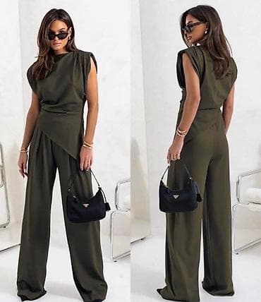 elegantni komplet: Ženski elegantni komplet – top bez rukava i široke pantalone - Kroj — 5