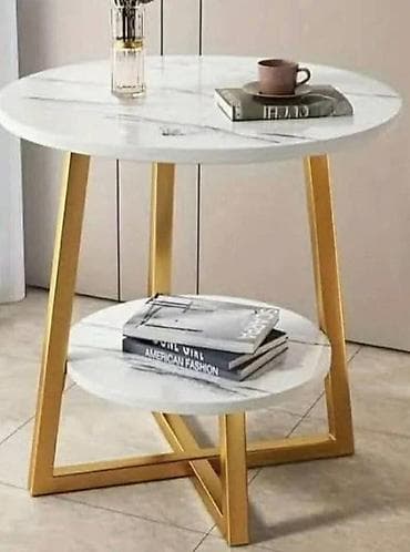 Kids' furniture: Moderan okrugli stočić za kafu sa zlatnim detaljima Elegantan stočić — 1