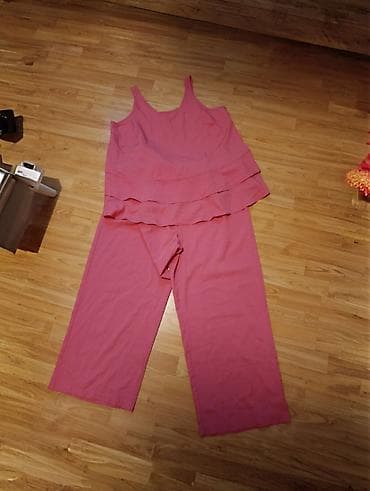 Women's Sweatsuits: Ženski komplet – top na bretele i široke pantalone u ružičastoj boji — 1