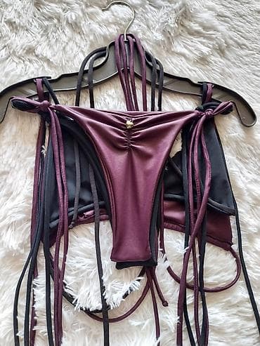 kupaci sa dubokim donjim delom: Dvodijelni bikini set – trouglasti top i gaćice sa vezivanjem sa — 8