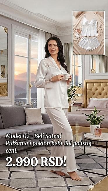 keratin: Ženske pidžame od sjajnog satena sa detaljima od čipke. - Gornji deo — 3