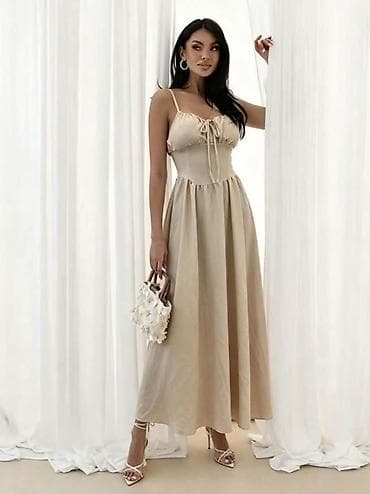 haljine od frotira: Haljina na bretele duga maxi. - Romantičan kroj sa uskim,strukiranim — 1