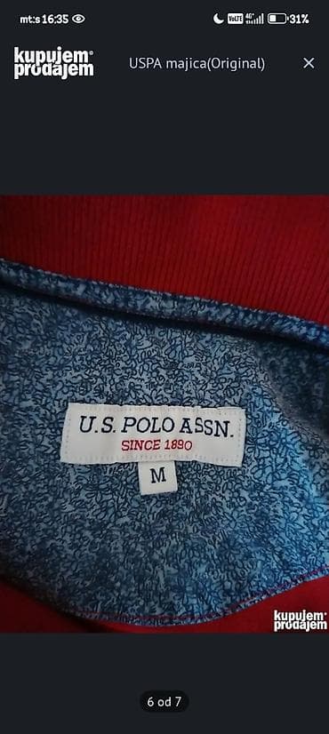 Coats and trench coats: Short sleeves T-shirt, M, U.S. Polo Assn, color - Red, Cotton — 6