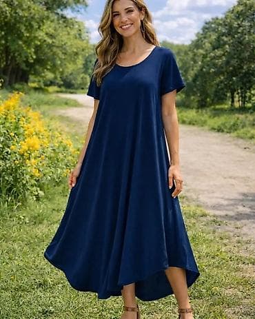 patike plave: Ženska letnja maxi haljina – A‑kroja, asimetričnog poruba ili 2 po — 2