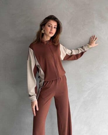 prugaste pantalone: Ženska dvodelna trenerka koja se sastoji od dukserice sa rajsferšlusom — 5
