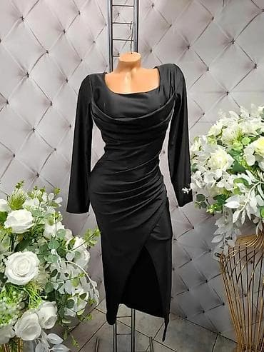 Dresses: Elegantne ženske haljine – večernji modeli sa dugim rukavima - — 2