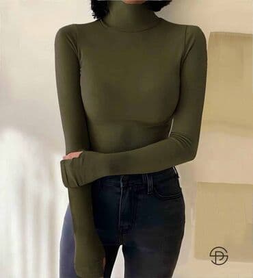 kardigan s: One size, Viskoza, Jednobojni, bоја - Maslinasto zelena — 2