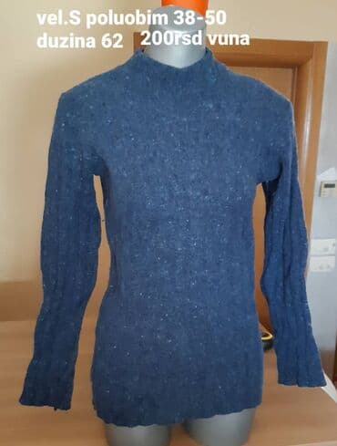 Kućna odeća: Pletena ženska rolka od vune, tamnoplave melirane boje. Ravan kroj sa — 1