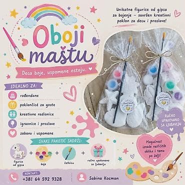 odela cacak: OBOJI MAŠTU – ručno rađeni setovi za bojenje gipsanih figurica — 1