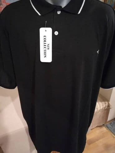trikotazne pantalone: Nova muska pamucna polo majica sa kragnom Elvis Crna 8XL. Vrlo dobra — 4