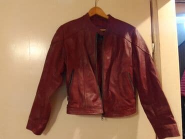 unihop sa radom: Ženska kožna jakna – bordo/crvena - Materijal: prava koža (mekana — 2