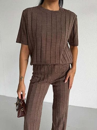 zenski svecani kompleti: Komplet kvalitetna siroka rebra sa elastinom.Dvodelni set:tunika — 4