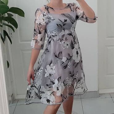 svecane haljine sa cirkonima: M (EU 38), color - Grey, Evening, Other sleeves — 1