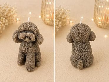 Sveća u obliku psa (pudla) – dekorativna figurativna sveća -