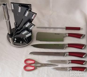 pasirka za voce: Set kuhinjskih noževa König sa rotirajućim stalkom - Komplet — 1