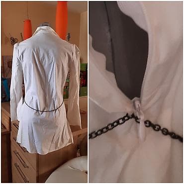 bez bluze: Perrynwhite bela košulja-tunika sa dugim rukavima i kragnom. Model — 2