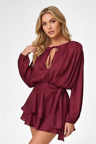 Donji delovi trenerke: 🔥Ženska kratka haljina sa dugim rukavima i pojasom - Model: mini kroj — 3