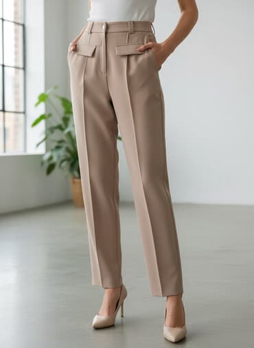 lanene pantalone gde kupiti: M, Visok struk, Ravne nogavice — 1