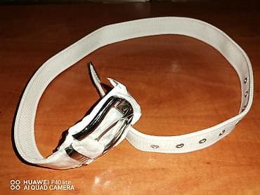 nike air max 3: Platneni kaiš – bela boja - Materijal: čvrsto tkani platno (tekstil) — 3