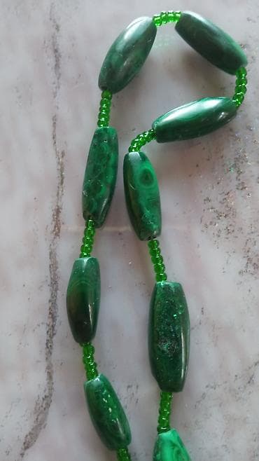 privezak slovo m: Pravi malahit vintage velika ogrlica perle do 3 cm — 5