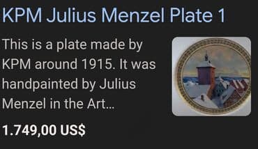 Musical Instruments: Tanjir KPM 1924 godina,dekorativni Julius Menzela,rucno oslikan. Sve — 13