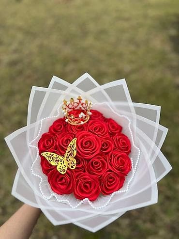 materijal za vez: Buket ruža od satena – ručno izrađene večno‑trajne ruže - Materijal — 9