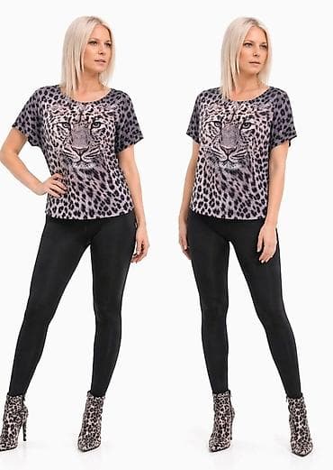 topici: Ženska majica sa animal printom – leopard - Kratak, komotan kroj sa — 2