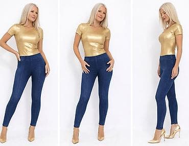 Lične stvari: Ženske skinny farmerke/leggings – tamnoplavi triko-denim - Kroj — 1