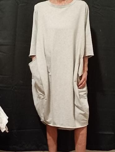 rame guess: Sivo džemper-haljina sa džepovima - Model: ležerna haljina/tunika od — 2