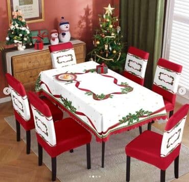 navlake za stolice kod kineza: 🎅🎄NOVOGODIŠNJA DEKORACIJA Stoljnjak+6 navlaka za stolice Kolicine — 4