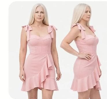obuca bata sandale: Romantična mini haljina u puder‑roze boji - Kroj: pripijena silueta — 4