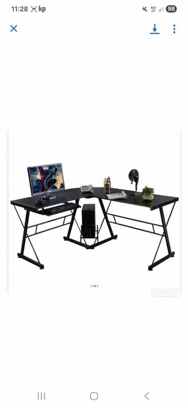 Furniture: Ugaoni Sto Crni L Oblik cena 16400 din Udoban radni sto po — 1