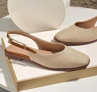 velicina 7 obuca: Ravne ženske slingback baletanke - Model: zatvoreno prednje stopalo — 3