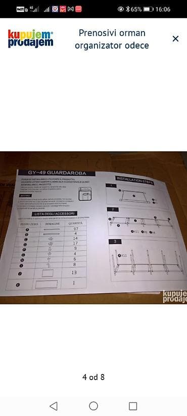 vodeni sto za decu: Prenosivi orman / organizator odeće GY-49 - Dimenzije: 170 cm — 4