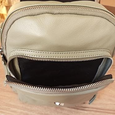 privezak ljubav vera nada: Ženski ruksak/torba – boja sage green - Materijal: premium koža u — 7